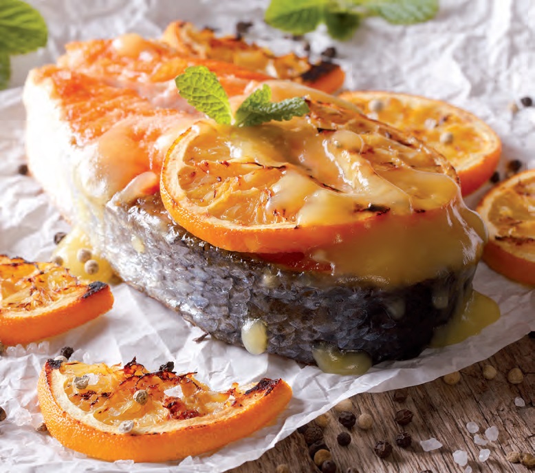 Salmone al forno con Arancia e Menta - Arancia Bellabionda